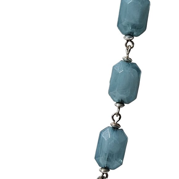 Elegant Multi Stone Beaded Necklace Aqua Accents Retro 50s 60s Fashion Jewelry - Picture 3 of 9